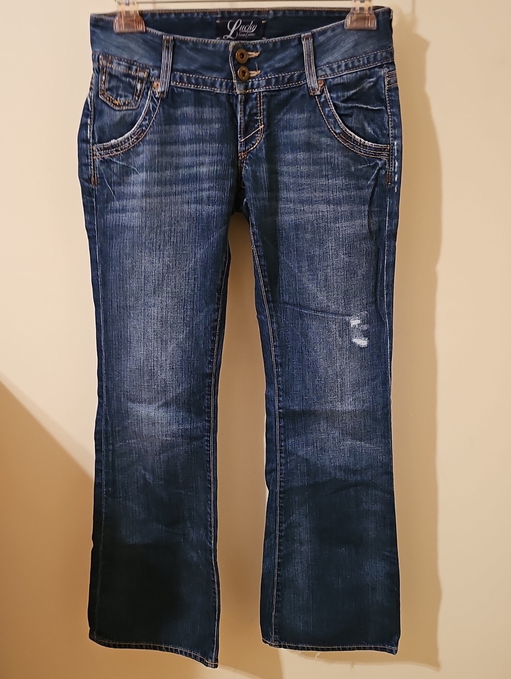 Lucky Brand Kane Lil Maghie Size 2 or 26 Low Rise Flare Bottom Up Jeans